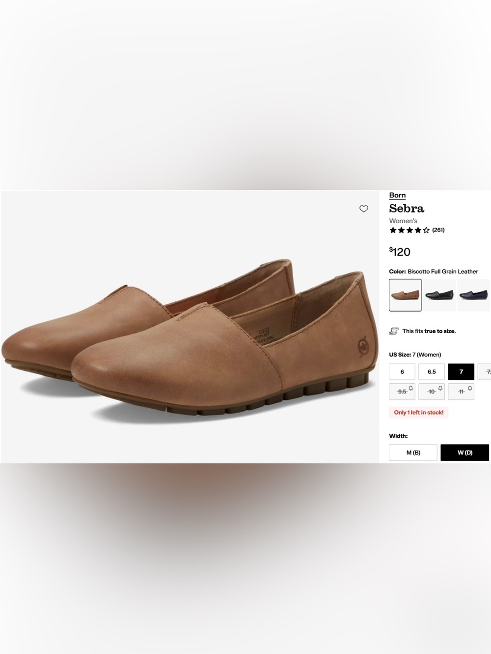 Born Sebra Women's 7W Leather Slip-on